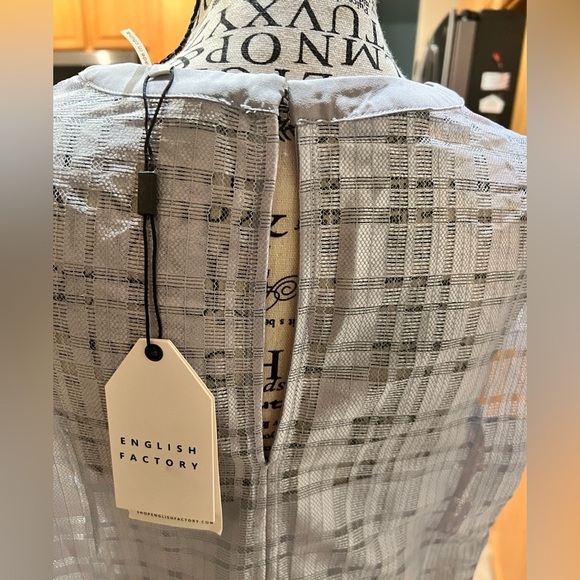 ENGLISH FACTORY Gridded baby blue dress size Small NWT with white slip dress - Picture 15 of 17